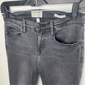 Frame Denim Women's Charcoal Cropped Skinny Jeans